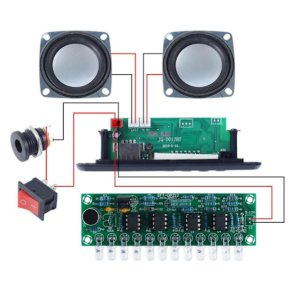 Diy Bluetooth-högtalarkit LED FM-radio USB Mini Hemljudsförstärkare med digital display Lödprojekt(transparent)