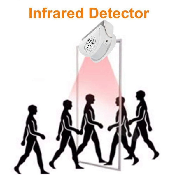 Welcome Infraröd Ringklocka Trådlös Justerbar Volym Dörrklocka PIR Rörelsedetektor Alarm för Ho