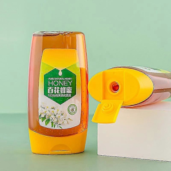 500g Honningflaske Transparent Tykknet Plastflaske Bærbar Honning Klemflaske Syltetøy Ketchup Underflaske