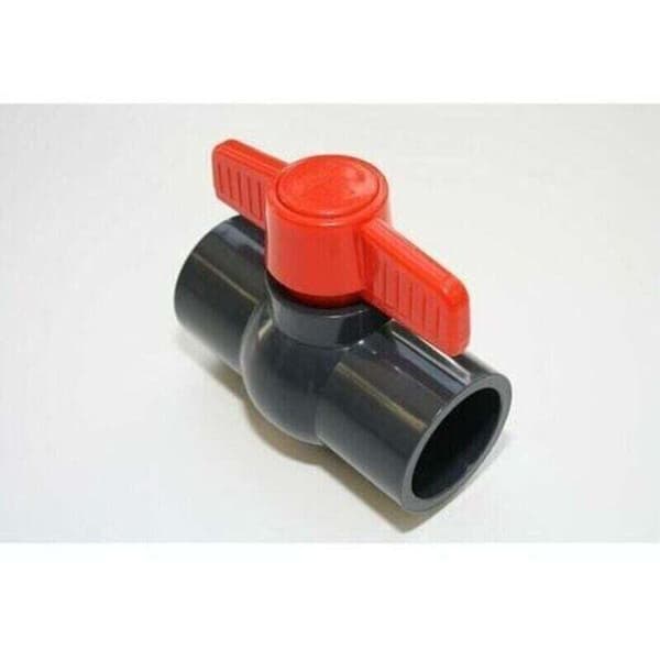 50 mm PVC kuleventil, limforbindelse, T-håndtak for strømningskontroll, pakke med 2