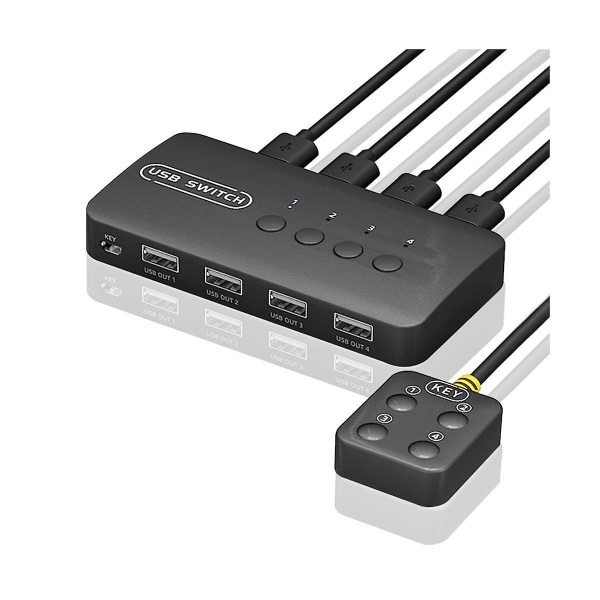 KVM-bryter Delt Kontrolleradapter 4 Innganger 4 Utganger For Bærbar Datamaskin Skriver Tastatur Mus