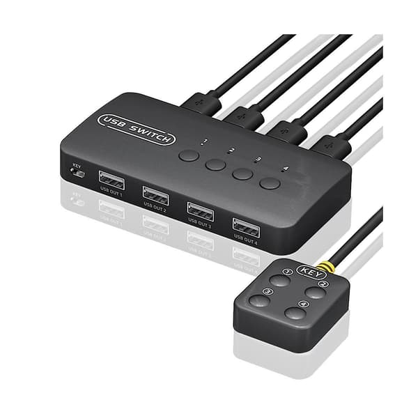 Kvm Switch Deling Controller Adapter 4 Indgange 4 Udgange Til Bærbar Computer Printer Tastatur Mus