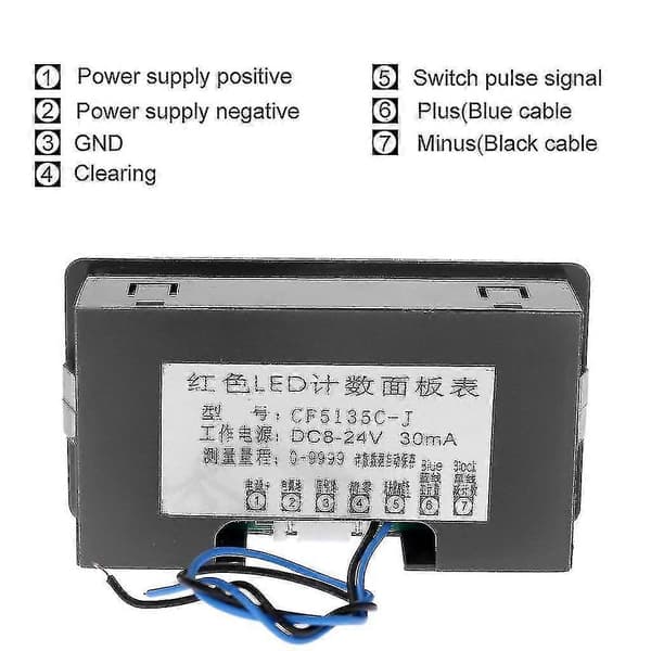 Digital Räknare Dc Led 4 Siffror 0-9999 Upp/ner Plus/minus Panelräknare