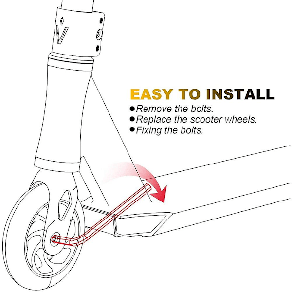 2 stk 110mm Scooter Hjul Farverige Pu Hjul Tykke Stunt Bil Hjul med Lejer (Sort)