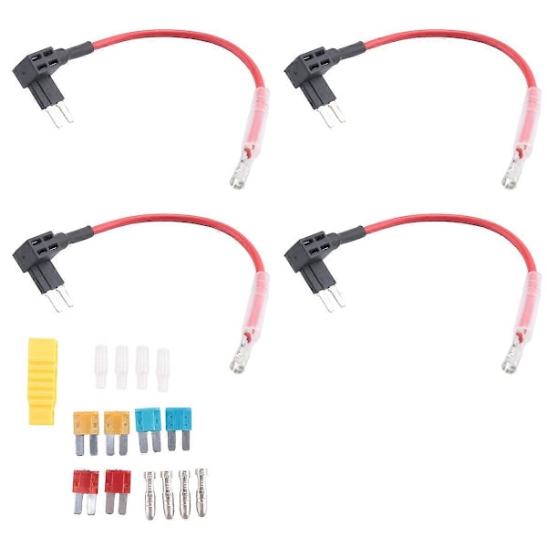 4 st 12V-24V Add-A-Circuit Micro2 Säkringsklämma, Piggy Back Bladsäkringshållare med Kabelhärva