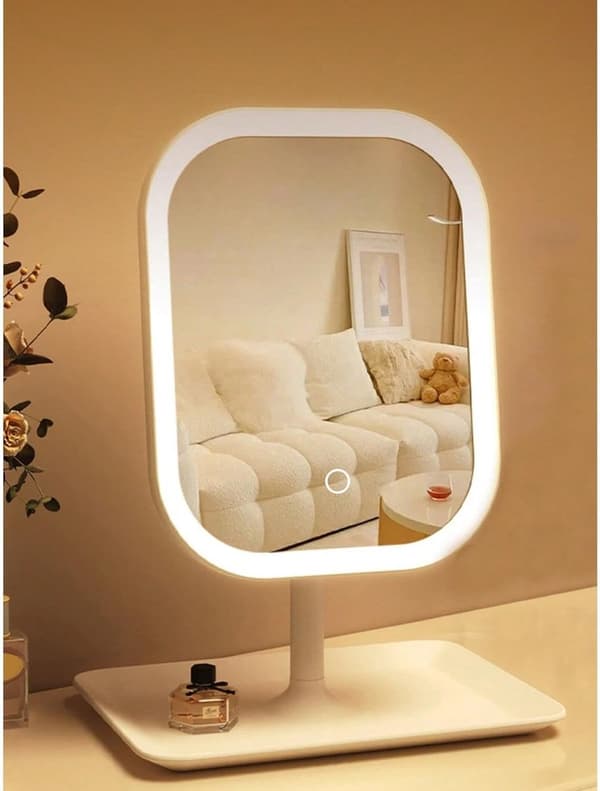 Sminkespeil med belysning - 3 lysfarger - Dimbar - Speil med lys - Smart Touch - USB-ladeport
