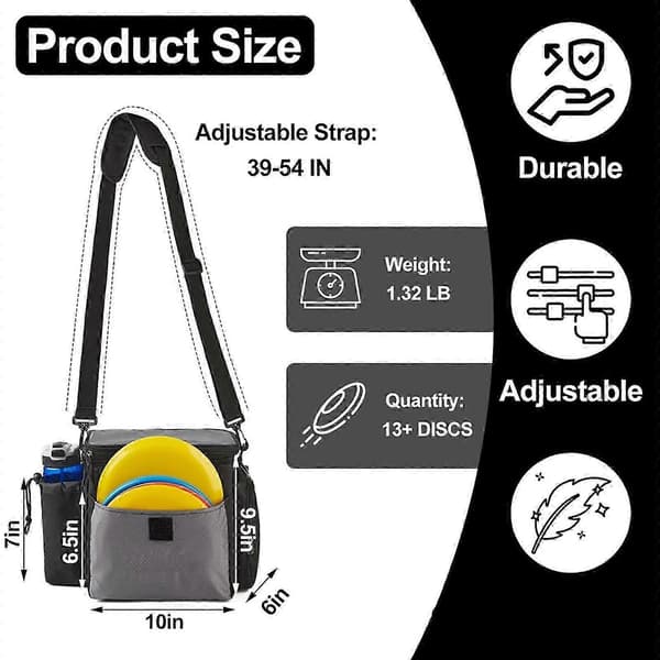 Disc Golf Bag som rommer opptil 13+ disker Disc Golf Startbag med flaskeholder