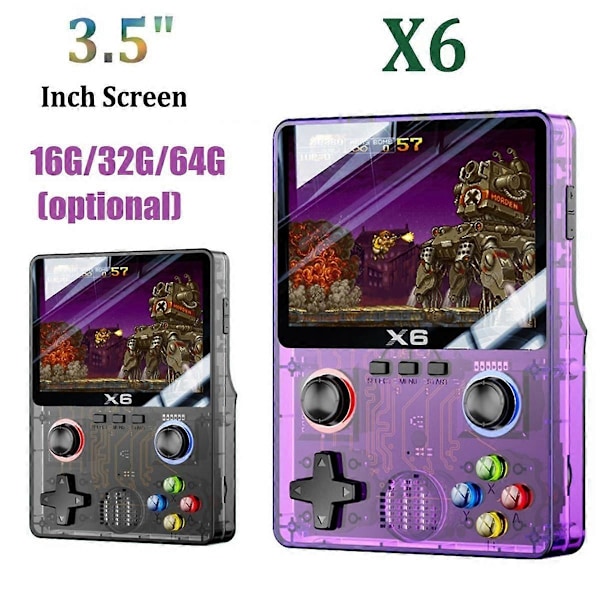X6 Retro -pelikonsoli, 3,5 tuuman IPS-näyttö, kannettava käsikonsoli, retro arcade, tukee 11 emulaattoria