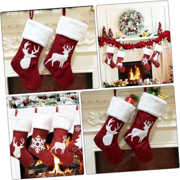 Julestrømpeanheng, stort hjortedesign, dekorative strømper, strømpegaveposer, pakke med fire
