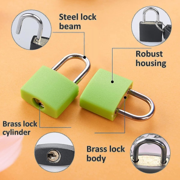 10-pack små färgade hänglås, minikoffertlås nyckelhänglås flerfärgade belagda metallhänglås med nycklar för skolsal
