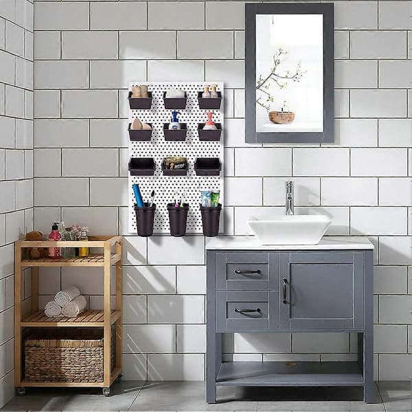 Pegboard Beholdere Peg Board Kopper med Kroge & Løkker 12 Pakke, Sortiments Organizer Tilbehør, Værktøjsopbevaring