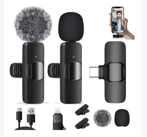 Mini lavaliermikrofon, for Android, for videobruk, Mini lavaliermikrofon for Android og iOS, 360° omnidireksjonell