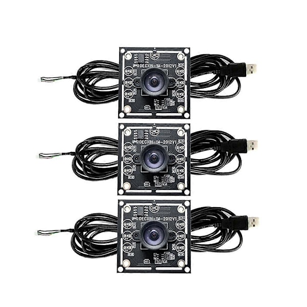 3PCS 100 Graders Kameramodul 1MP OV9732 1280x720 USB Fri Drivrutin Manuell Fokus, med 2 Meter Kabel för WinXP/7/8/10