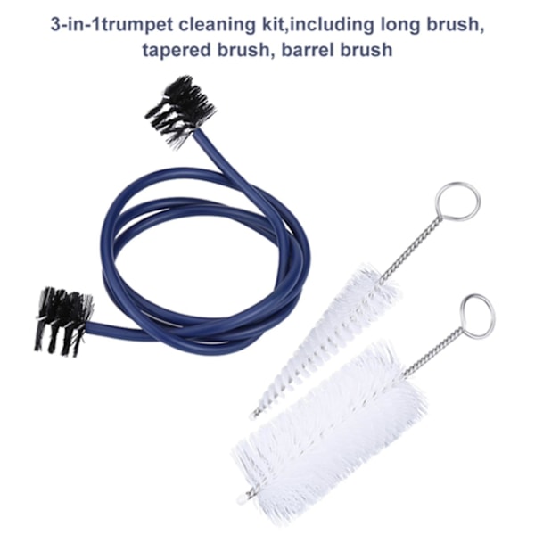 Trumpetrengöringsborste Set Kit Musikinstrument Underhåll Tillbehör-hy