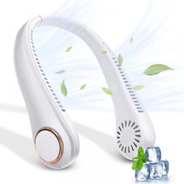 Bærbar halsventilator (uden blade). USB genopladelig bærbar halsventilator. 360° justerbar halsventilator