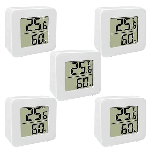 5-pack Mini Digital LCD-skärm Temperatur Luftfuktighetsmätare Sensor Väggmonterad Inomhus Rum Väder G