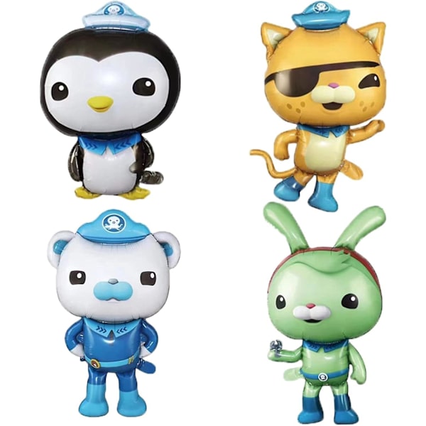 4 stk. Havdyr Octonauts Folieballonger til barnebursdag, babyshower og festdekorasjoner