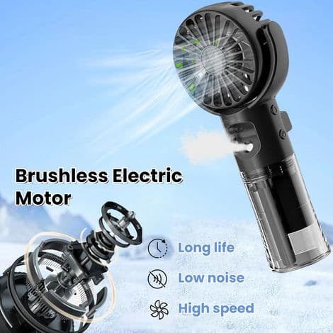 USB genopladelig ventilator. 4 hastigheder. Lille og let. Til indendørs brug, skole, rejser, camping og makeup (sort).