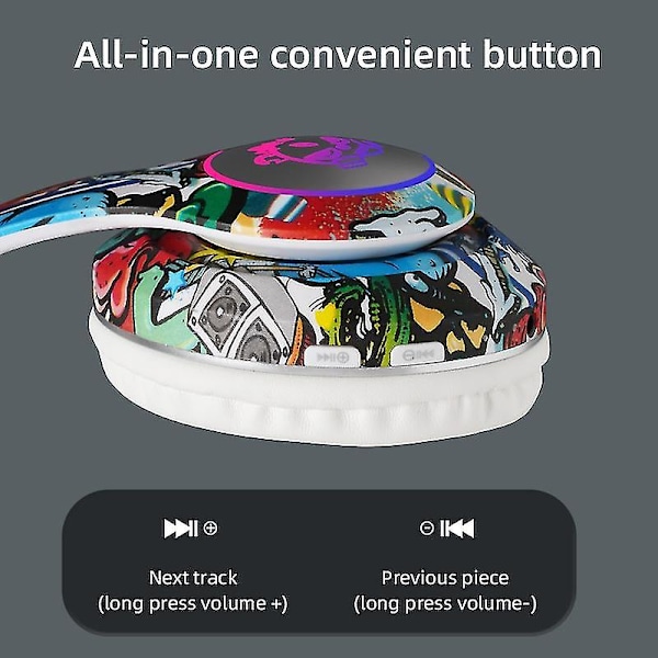 Trådlösa Bluetooth-hörlurar för barn, Bluetooth-hörlurar, hörlurar med mikrofon, musikspelhörlurar, vikbara