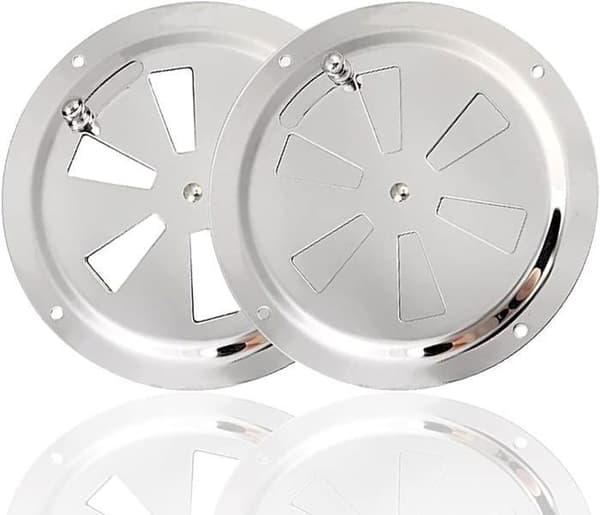 Ventilasjonsrist - YYV - 125mm - Rustfritt stål - Justerbar åpning - Veggmontert