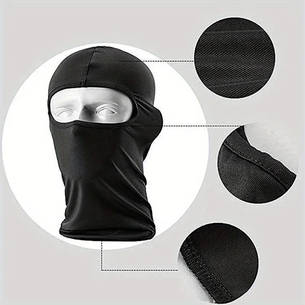 1. Sykkelhette Balaclava Helmaske For Skimasker Ensfarget Pustende Utendørs Sykling Helmaske, Vindtett Anti UV Motorsykkel Hodeplagg Svart