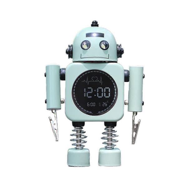 Tyst Digital Display Metall Robot Väckarklocka, Intelligent Student, Man, Kvinna och Barns Be