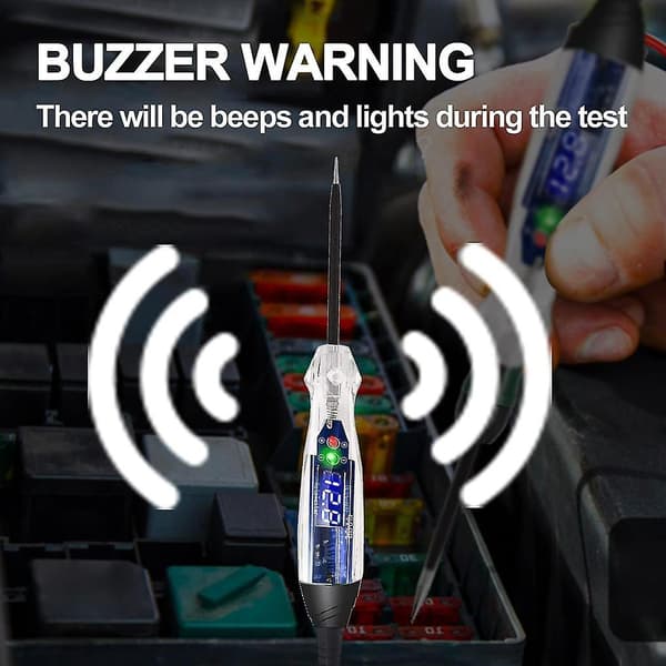 Bil Buzzer Testlampa 4-60v Dc Digital Led Krets Tester, Lamptest Med Voltmeter, Automatisk Vo