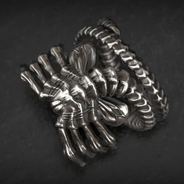 Alien Facehugger Ring Punk Motorcykelstil Överdriven Dominerande Skalle Magisk Klo Ring Unik Gotisk Smycken Spinner Band Ring Rostfritt Stål Skalle