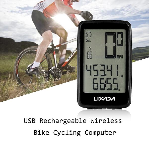 Lixada USB Ladbar Trådløs Sykkelcomputer med Sykkelhastighetsmåler Odometer