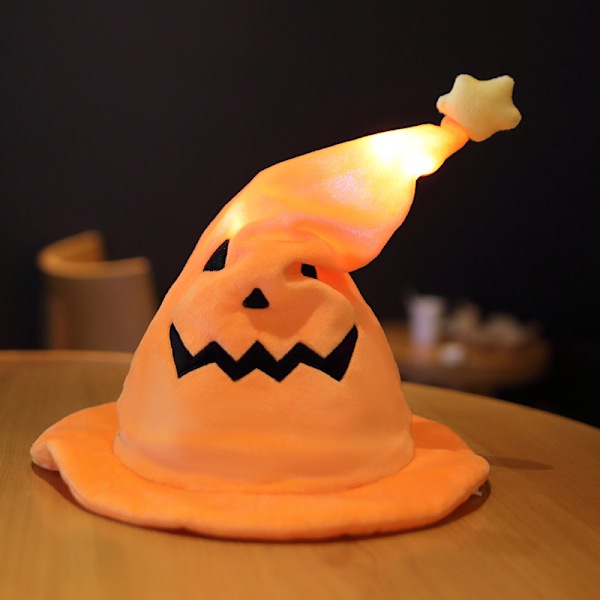Halloween Elektrisk Græskar Elf Hat Pludsedukke med Bevægelige og Lysende Hatte