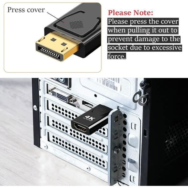 DisplayPort til HDMI 4K 60Hz-adapter DP hann til HDMI hunn Plug-and-Play lyd-videoadapter - svart PZCC