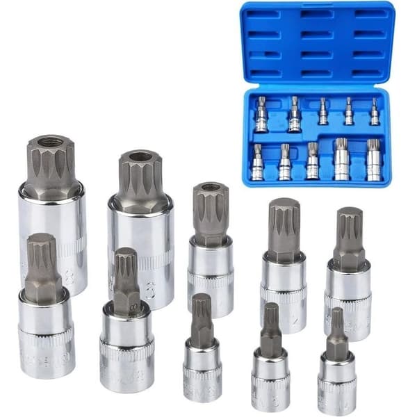 10 x M4 - M18 Triple Square Spline Pipe Set + Storage Case