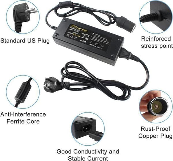 Verkkolaite - YYV - 12V 10A 120W - Yleiskäyttöinen - Tupakansytytinliitin - Musta