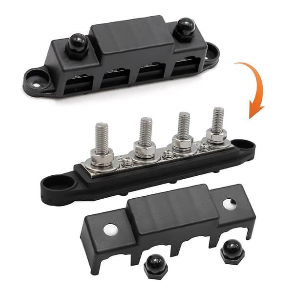 12V-48V Samleskinne Strømfordelingsblokk Batteriterminal Samleskinne 2 stk, 4 x M8