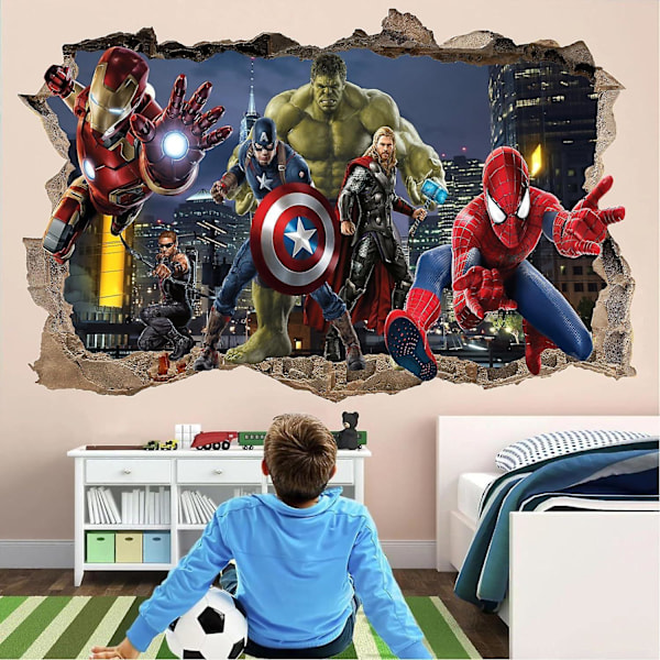 Superhero Wall Decal for Boys' Bedroom Decor - Easy Peel and Stick Vinyl Stickers for Kids Room - 24" x 16"