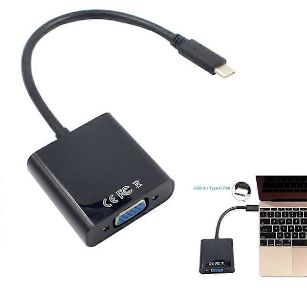 USB-C USB3.1 Type C til Adapter Kabel VGA Han til VGA Hun Video fer Konverter 1080P til Macb