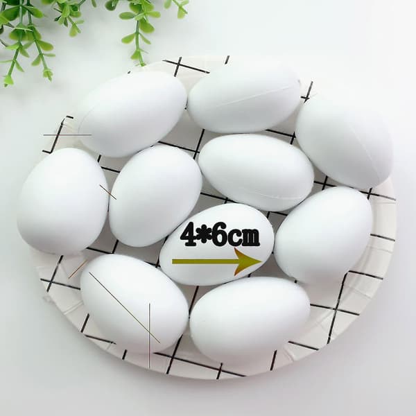 50 Dekorative Egg 6 Cm Plast Egg Pynt Hjem Dekorasjon Hvit