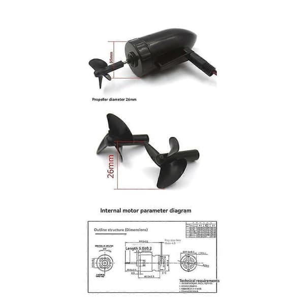 Åtebåt Undervannsmotor Propeller Båttilbehør DIY Modifiserte Sett for Flytec 2011-5 Fiske B