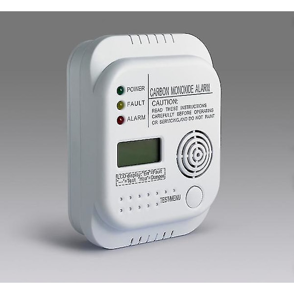 Kolmonoxiddetektor, batteridriven, gasdetektor med display och temperaturmätare