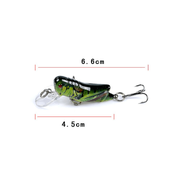 Lures Crickhopper Cricket/gräshoppa Crankbait Fiske Lure, 4.5cm/3.4g(pack med 4)