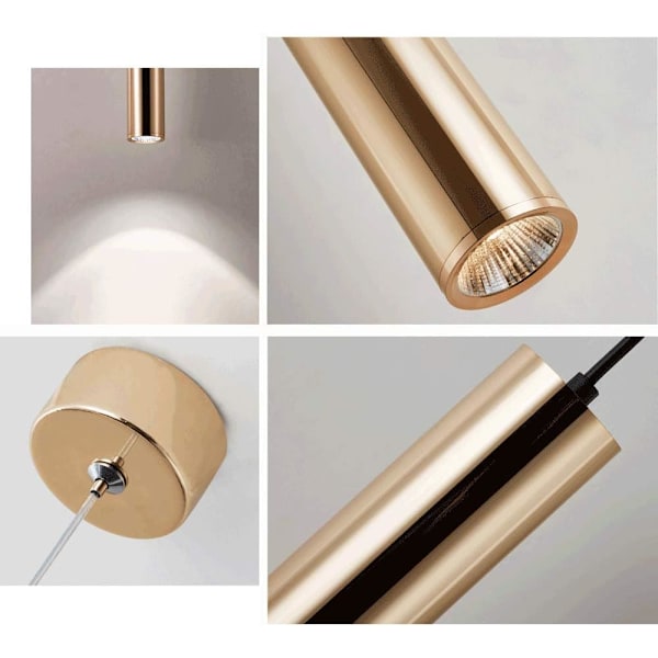 1 Pakke Moderne Pendellampe Guld Spotlight Lang Rør Pendellampe LED Cylinder Lys