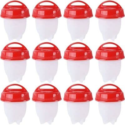 Sett med 12 eggekopper - PZCC - Silikon - Non-stick - For hardkokte og bløtkokte egg