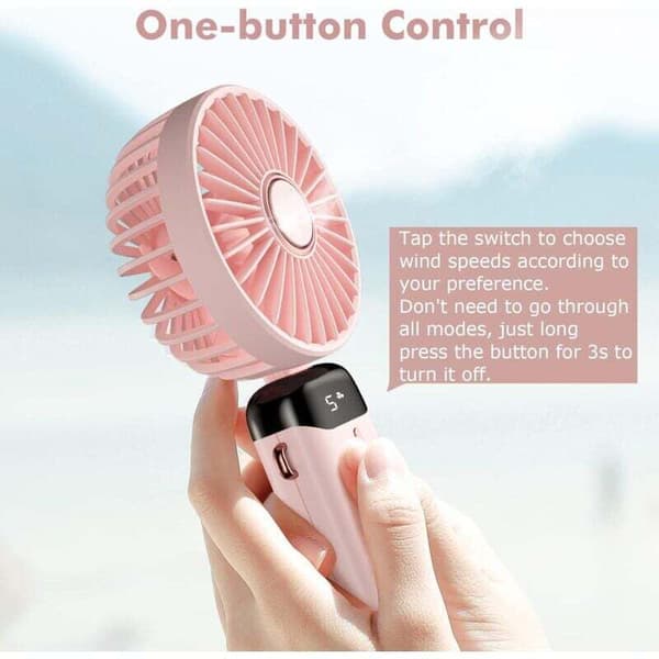 Bærbar ventilator. Mini bærbar ventilator genopladelig via USB. Kompakt lommeventilator - pink.