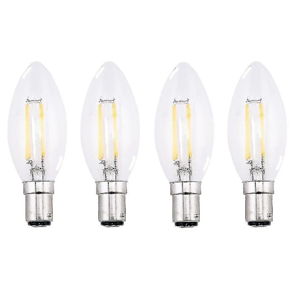 4-pak 4W SBC B15 Filament LED Lyspære Varmt Hvit 2700K S LED Vintage Filament Lyspære