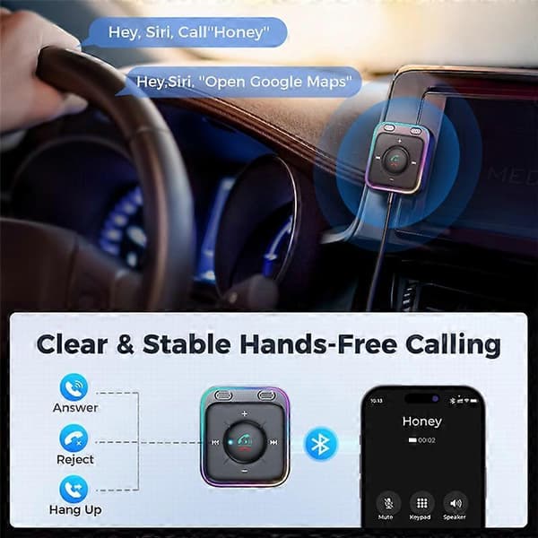 Joyroom Bluetooth 5.3 AUX Autoadapteri Kaksoismikrofonit Melunvaimennus Lähetin Hands Free Langaton Re