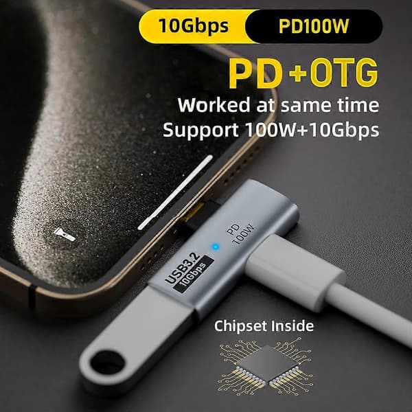 UC-035-PD 10 Gbps Type-C til USB 3.0 Hun OTG 100W PD Strømadapter til Bærbar Tablet Telefon