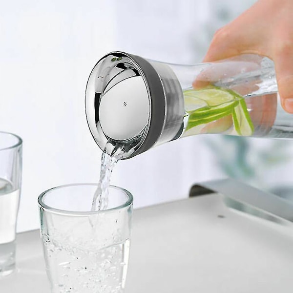 Vattenkaraff 1,8l hög borosilikatglasflaska Basic lutande lock förslutningskanna