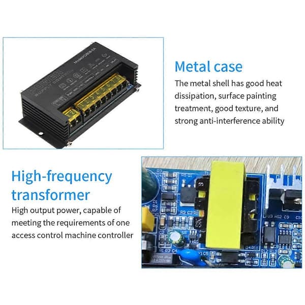 12V Relä Strömbrytare Strömförsörjning för Elektroniskt Passerkontrollsystem PUSH COM GND 5A 100-245V Spänning