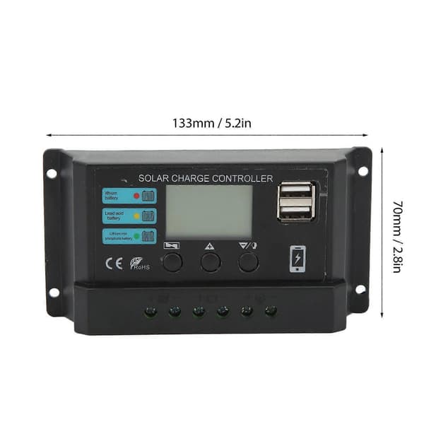 Högkvalitativ solcellsregulator för svart litium bly-syra batteri LCD-display
