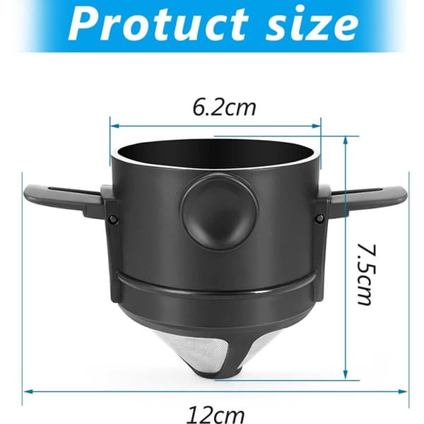 Genanvendeligt kaffefilter i rustfrit stål. papirløst og foldbart